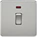 20A 1G DP 230V Screwless Brushed Chrome Electric Wall Plate Switch with Neon