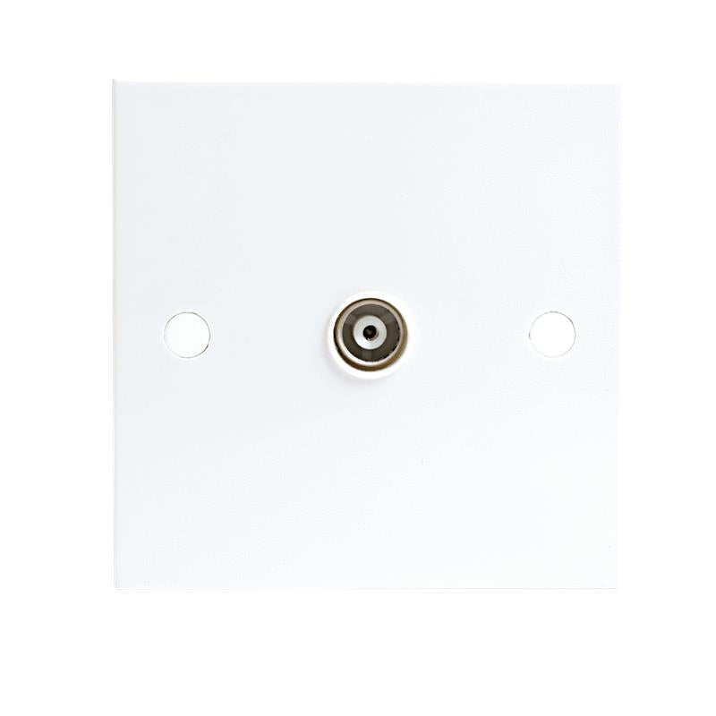 White Coaxial TV Outlet Un-Isolated Single Wall Plate