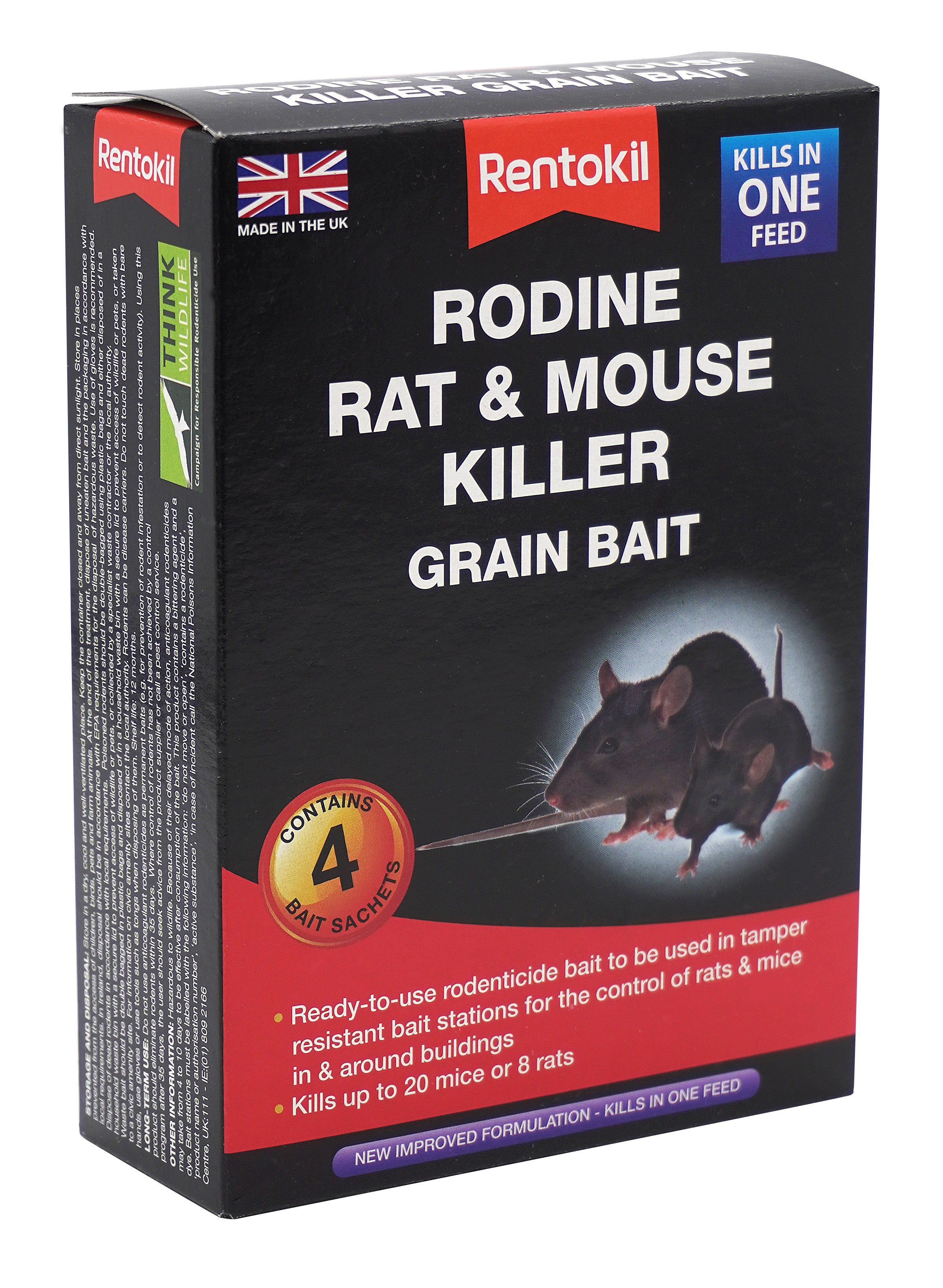 Rodine Rat & Mouse Killer Grain Bait - 4 Sachet