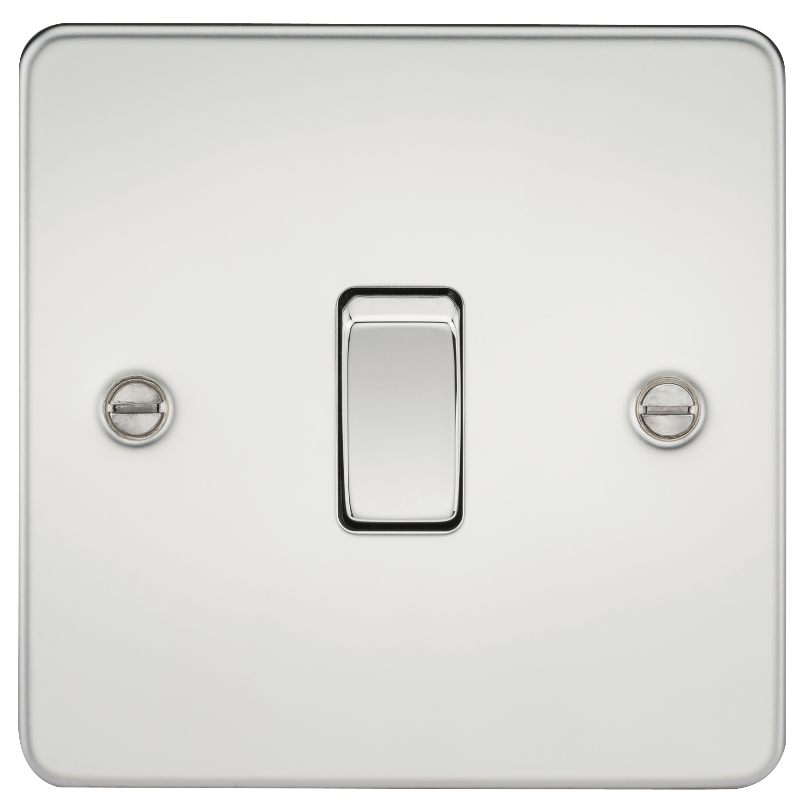 Flat Plate 10AX 1G 2 Way Switch - Polished Chrome