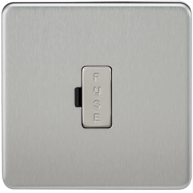 13A Screwless Brushed Chrome Fused Spur Connector Unit Wall Plate