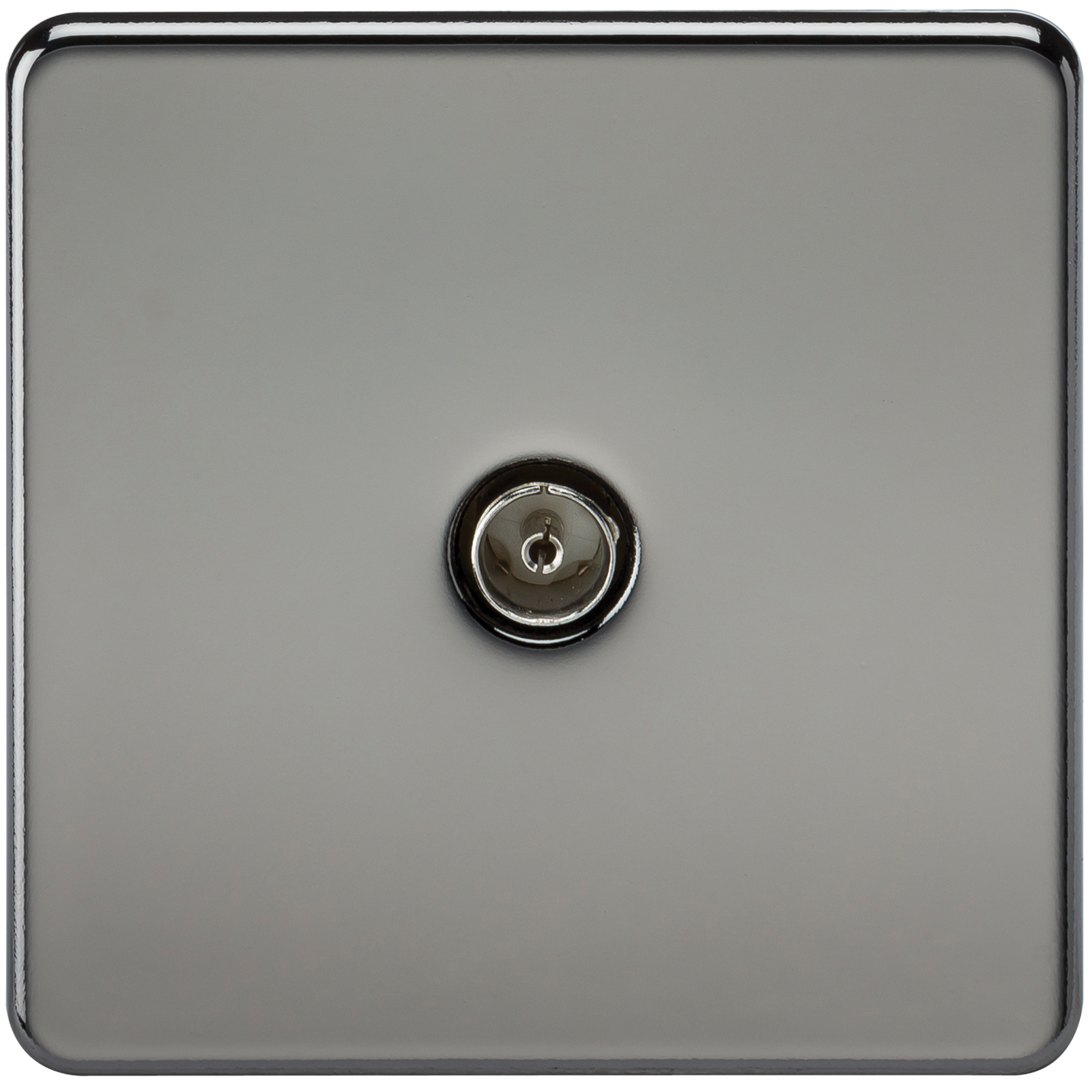 Coaxial TV Outlet 1G Screwless Black Nickel Un-Isolated Wall Plate