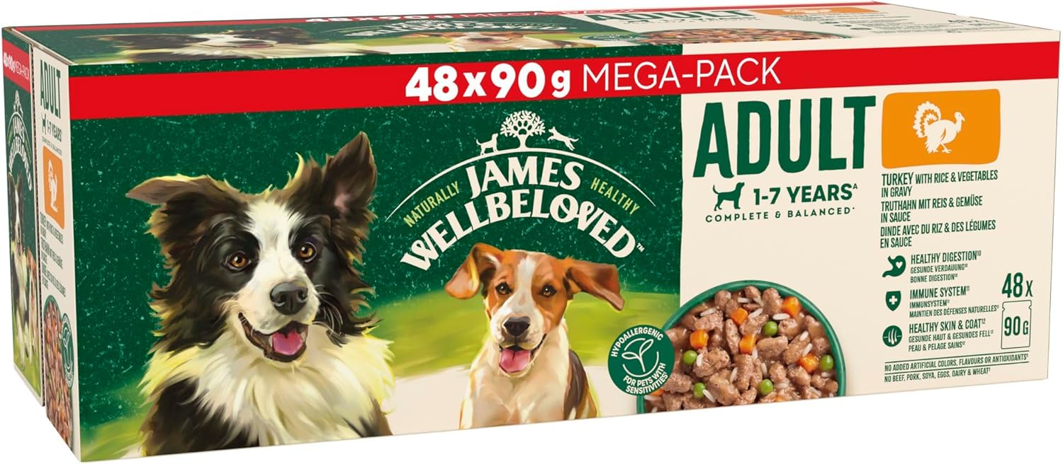 James Wellbeloved Adult Dog Food Mixed Selection in Gravy Pouch 48 x 90 g