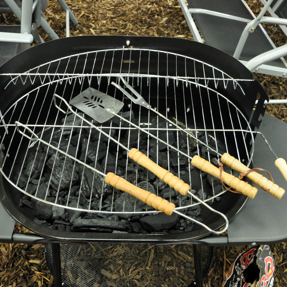 3 Piece Wooden Handle BBQ Tool Set