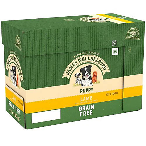 James Wellbeloved Grain Free Puppy Lamb 12 x 100G Pouches