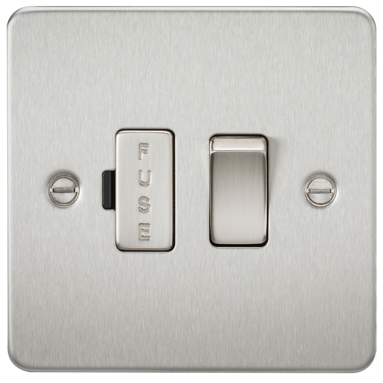 13A Switched Fused Spur Unit Flat Plate - Brushed Chrome