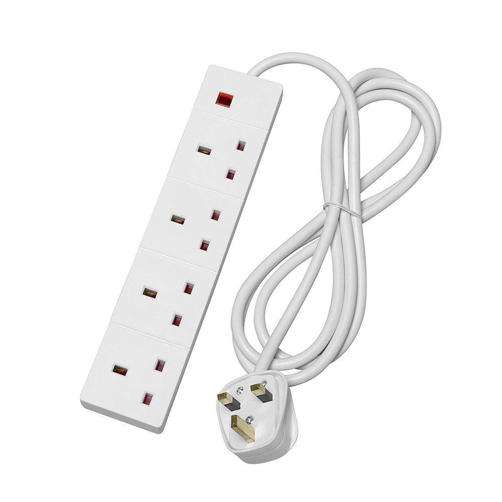 4 Gang 2m Extension Lead with Neon