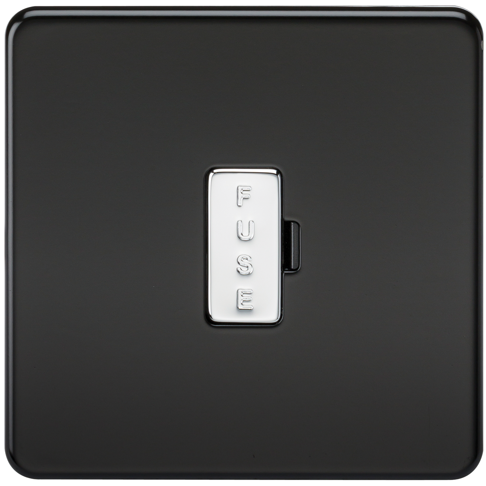 13A Screwless Matt Black Fused Spur Connector Unit Wall Plate