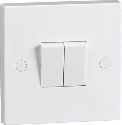 10A White 2G Twin 2 Way 230V Electric Wall Plate Switch
