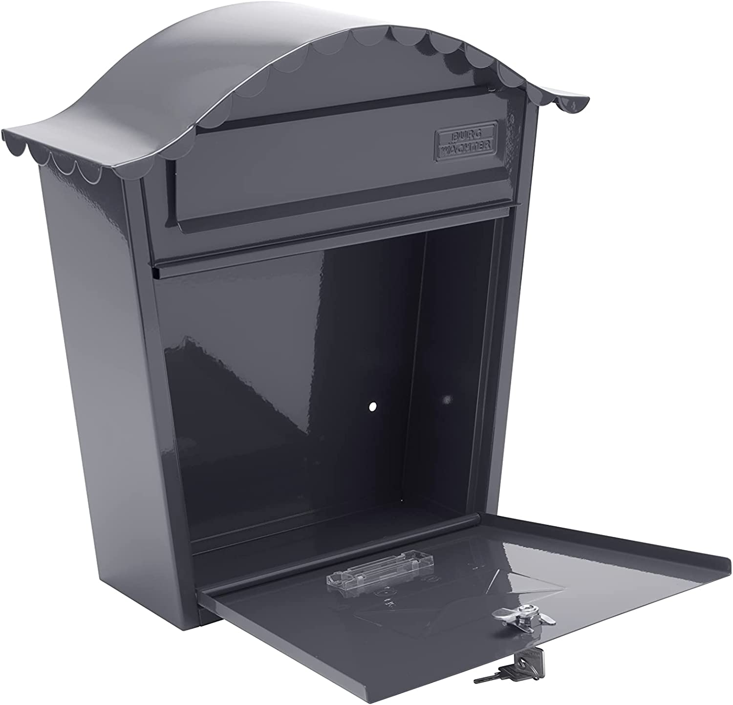 Classic Galvanised Steel Wall Mounted Postbox, Anthracite