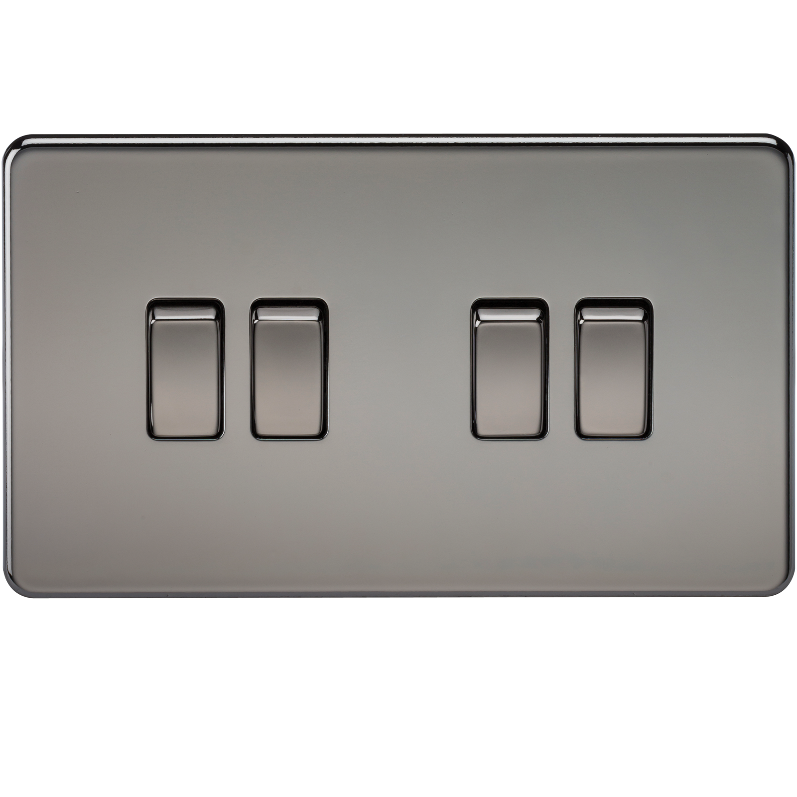 10A 4G 2 Way 230V Screwless Black Nickel Electric Wall Plate Switch