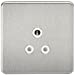 1G 5A Screwless Brushed Chrome Round Pin 230V Unswitched Electrical Wall Socket - White Insert