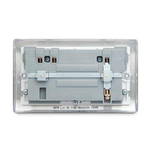 2G USB Switched Socket - Brushed Steel