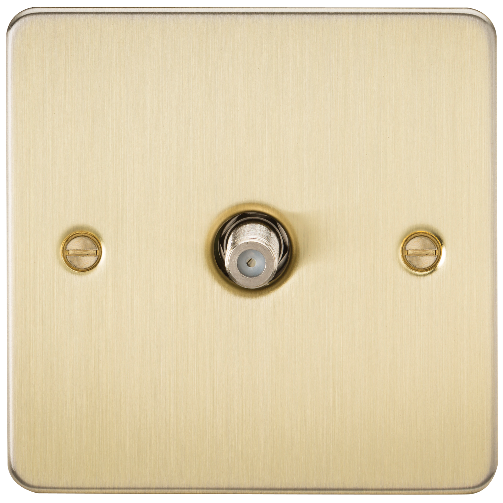 Flat Plate 1G SAT TV Outlet (non-isolated) - Brushed Brass