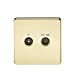 Screened Diplex TV and FM DAB Outlet 1G Screwless Polished Brass Wall Plate