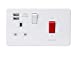 45A DP Switch & 13A Switched Socket with Dual USB Charger 2.4A - Brushed Chrome with white insert