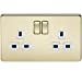 2G DP 13A Screwless Polished Brass 230V UK 3 Pin Switched Electric Wall Socket - White Insert