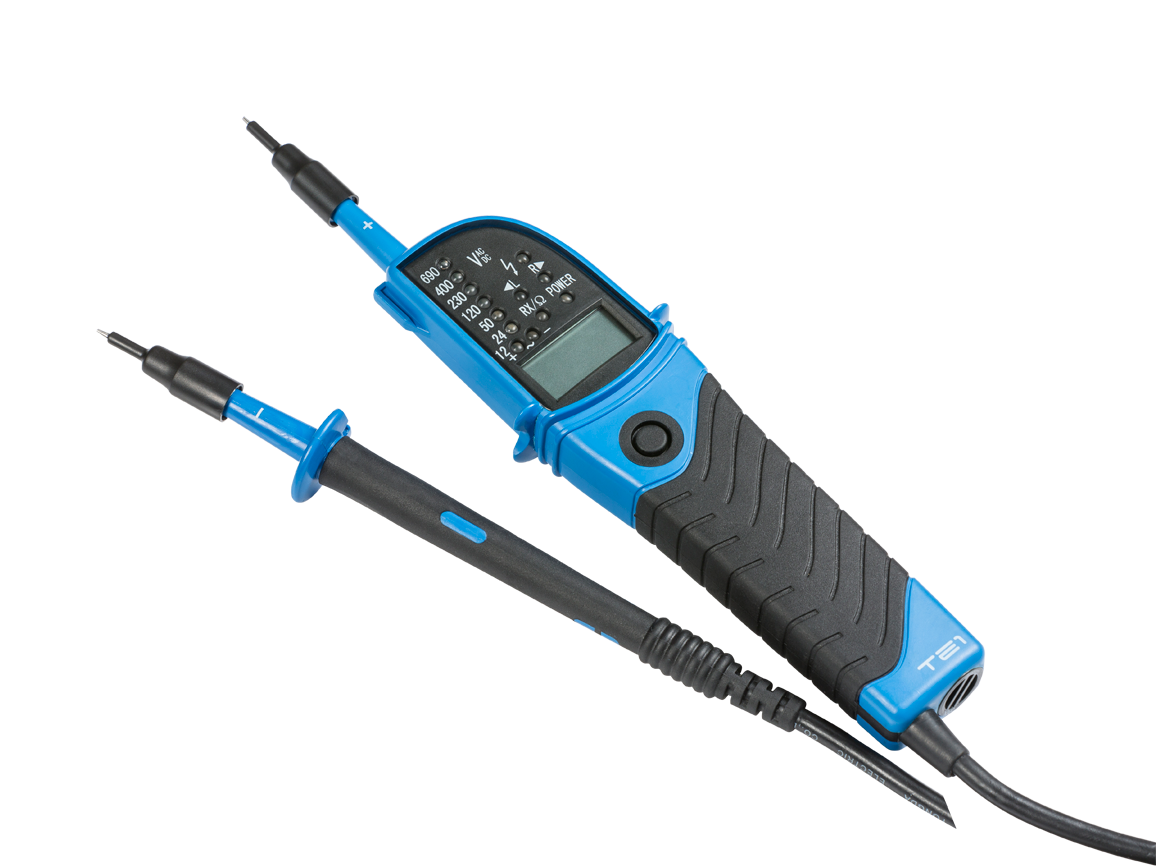 CAT III IP64 2 Pole Voltage Tester - LED & LCD Display