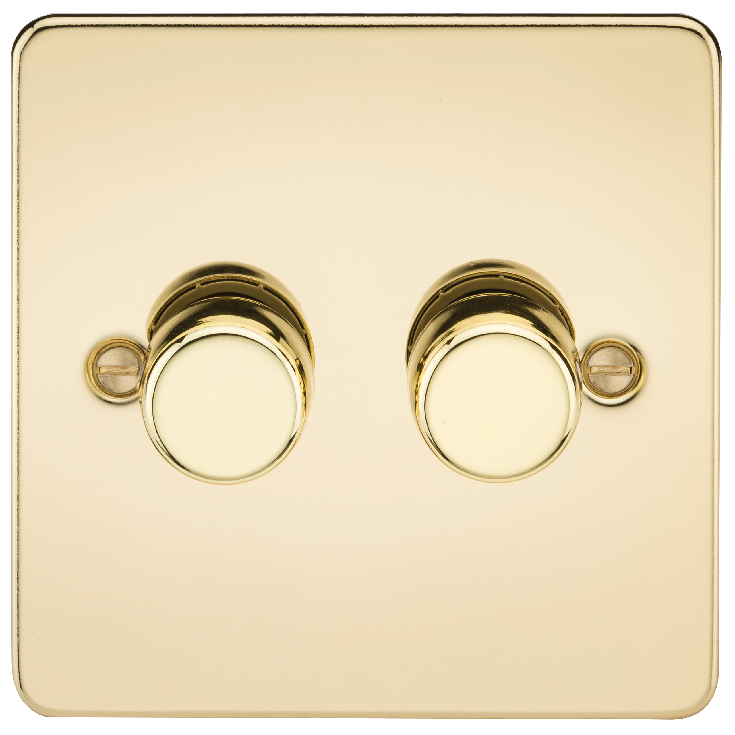 Flat Plate 2G 2 way 10-200W (5-150W LED) trailing edge dimmer - Polished Brass