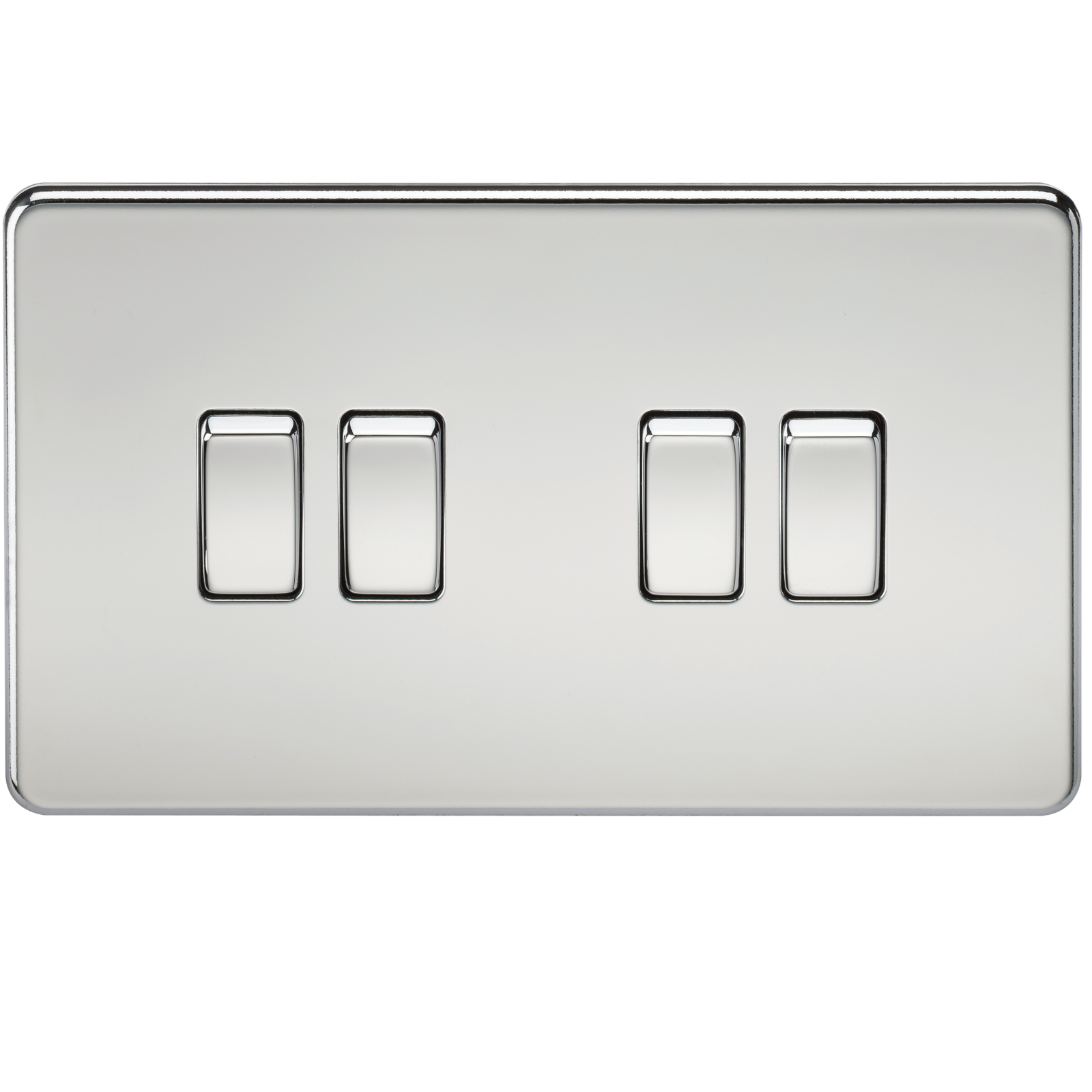 10A 4G 2 Way 230V Screwless Polished Chrome Electric Wall Plate Switch