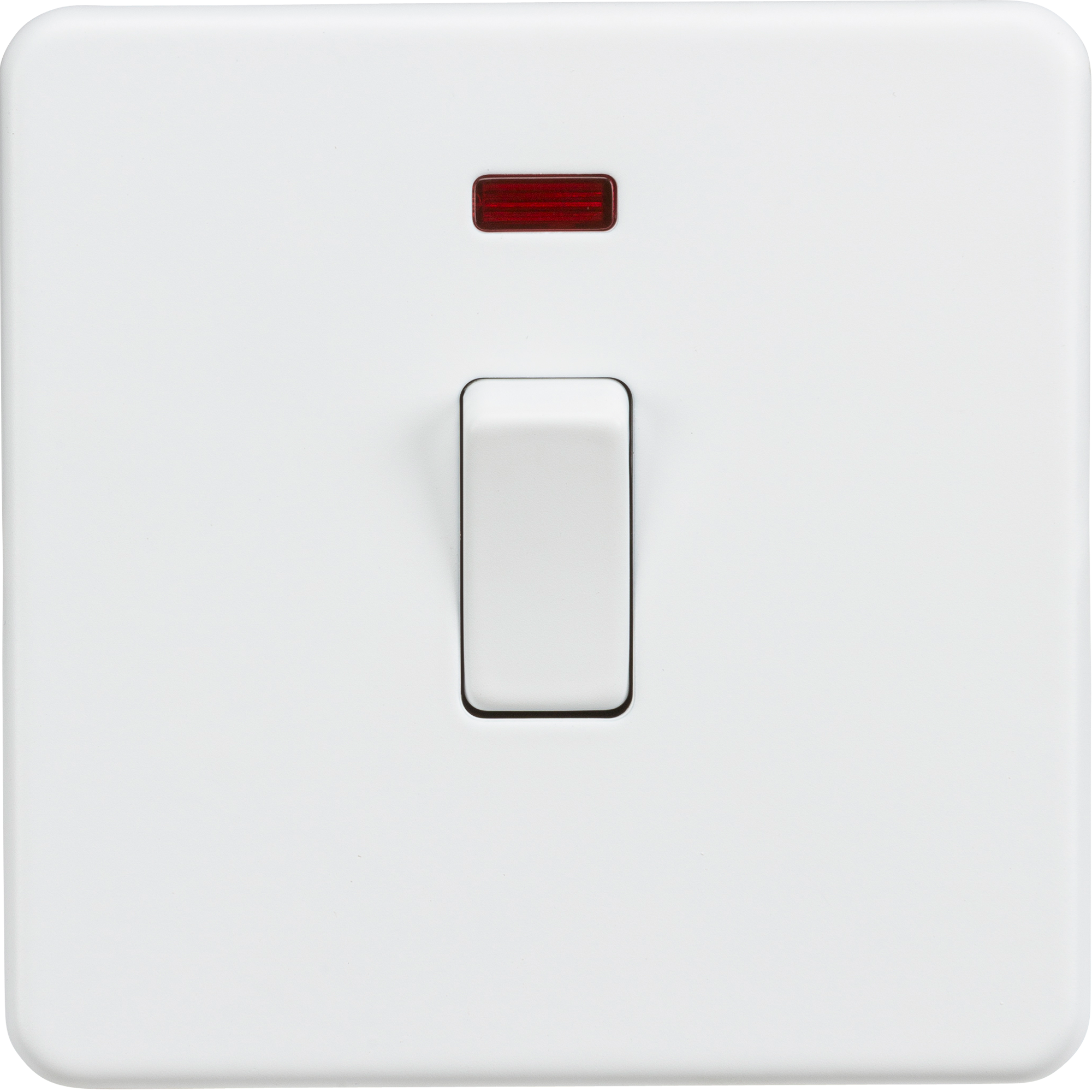 Screwless 20A 1G DP Switch with Neon - Matt White