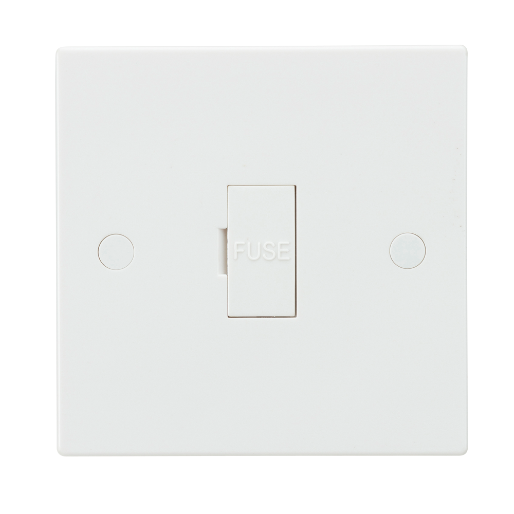 13A White Connection Unit 3 Amp Fused & Flex Outlet Electric Wall Plate