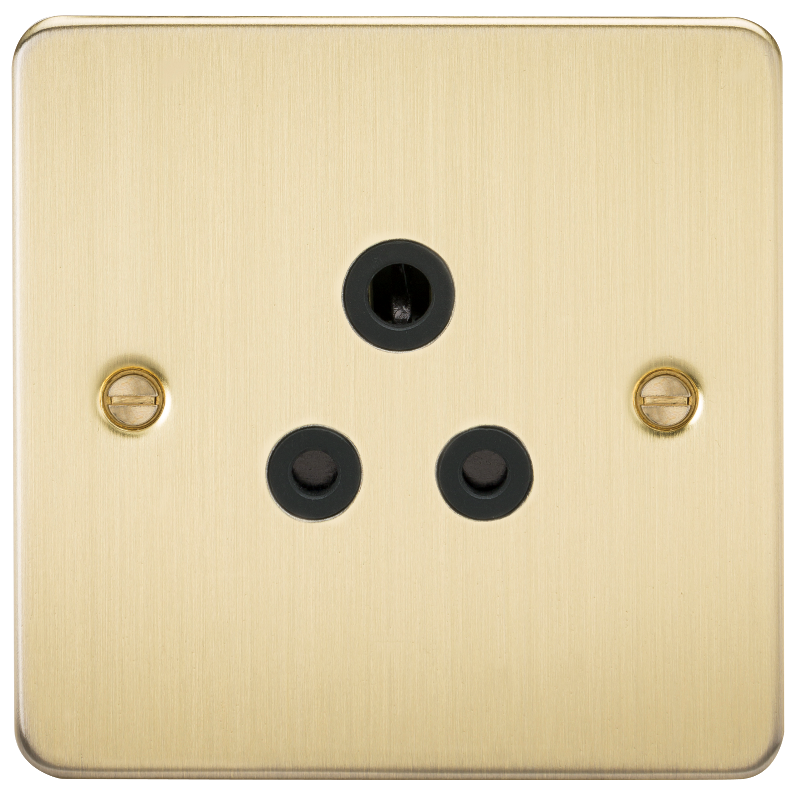 Flat Plate 5A unswitched socket - brushed brass with black insert