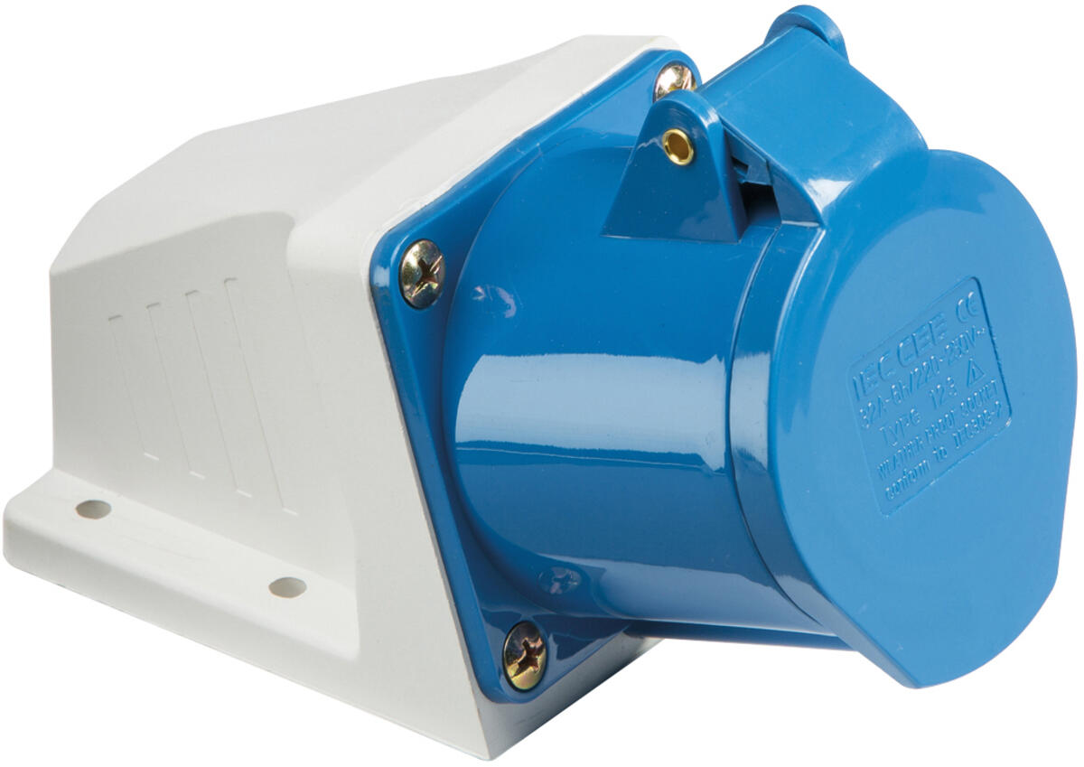 16A 240V IP44 Angled Surface Mount Socket 2 P+E