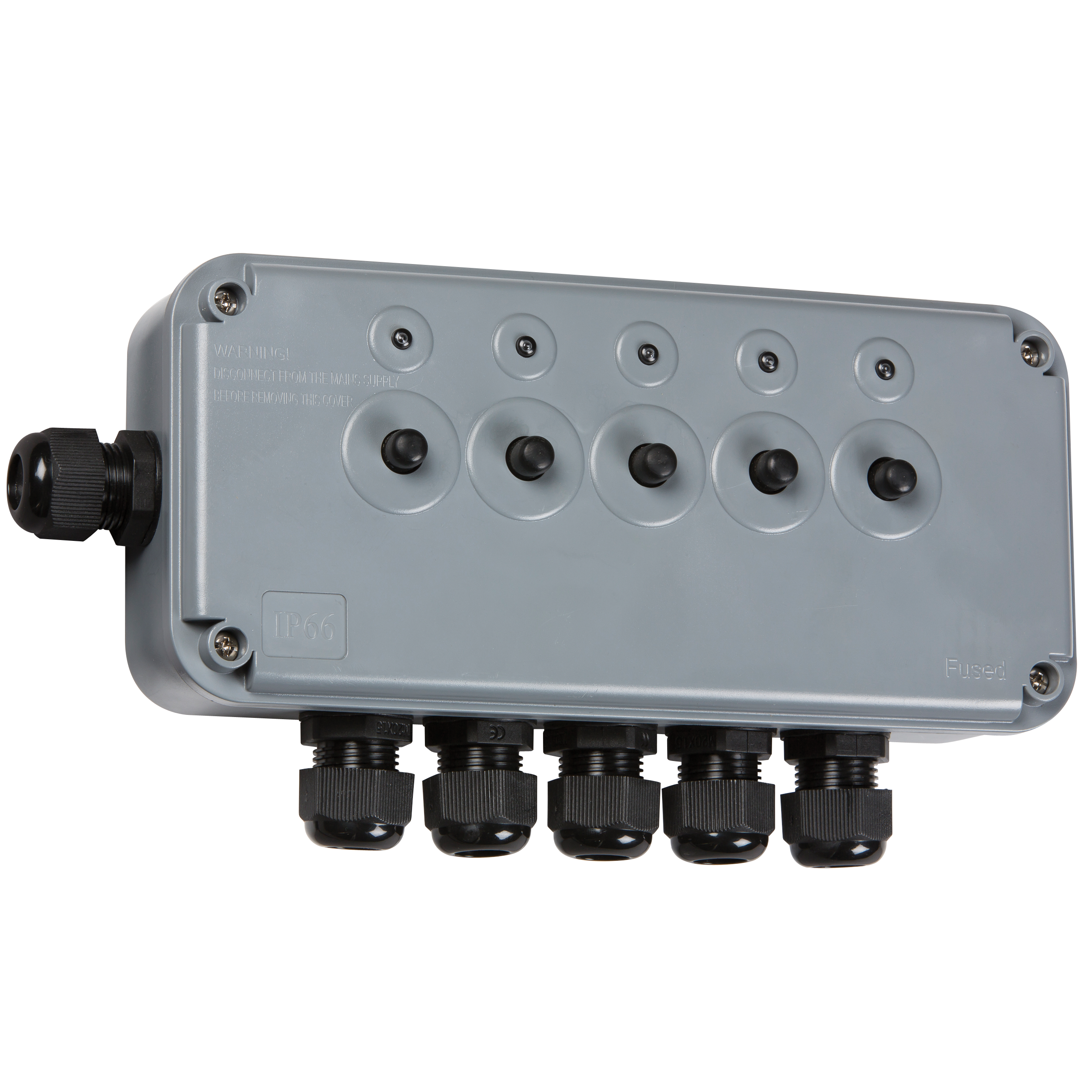 5 Gang IP66 Weatherproof Outdoor Push Switch Box with Neon