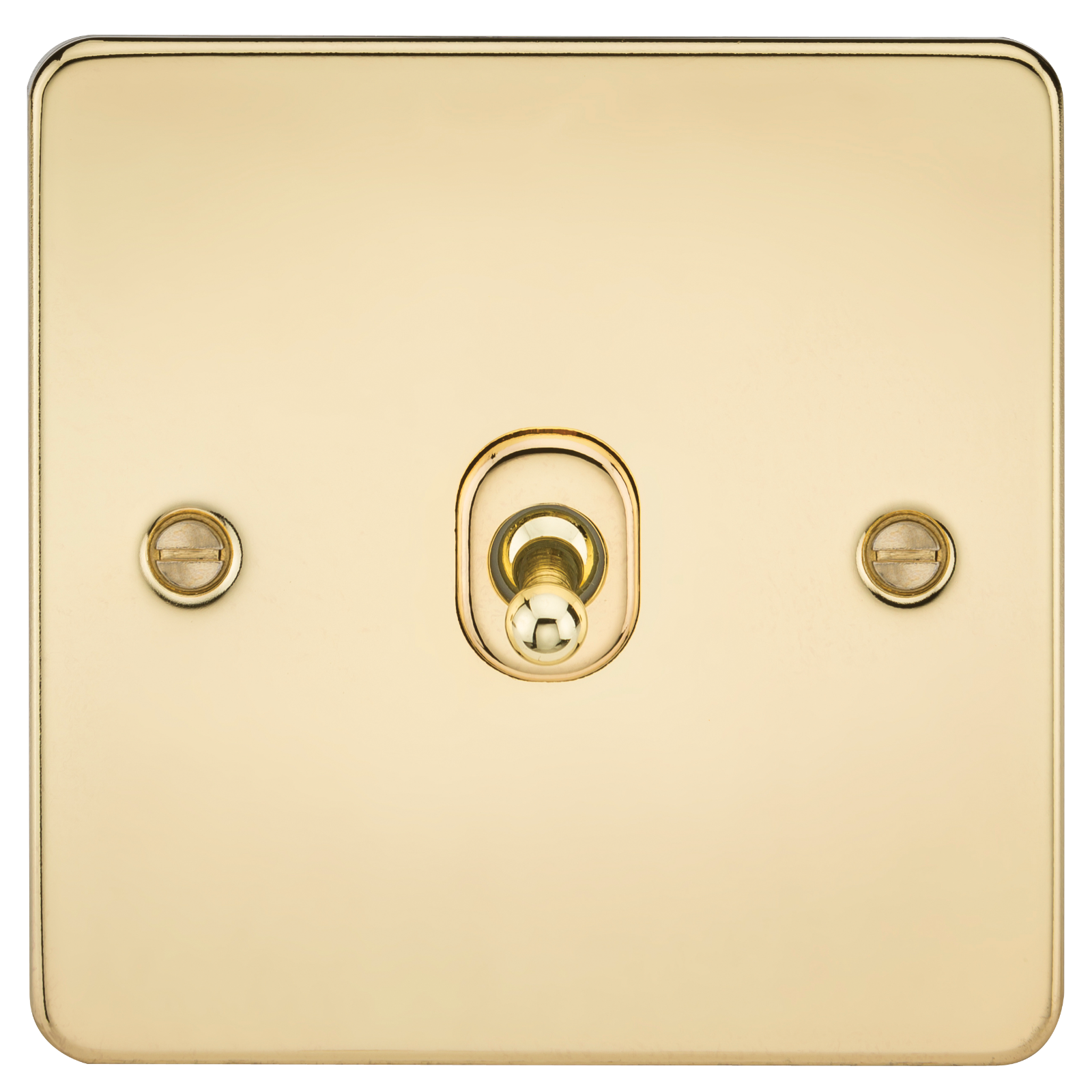 Flat Plate 10AX 1G Intermediate Toggle Switch - Polished Brass
