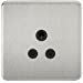 1G 5A Screwless Brushed Chrome Round Pin 230V Unswitched Electrical Wall Socket - Black Insert