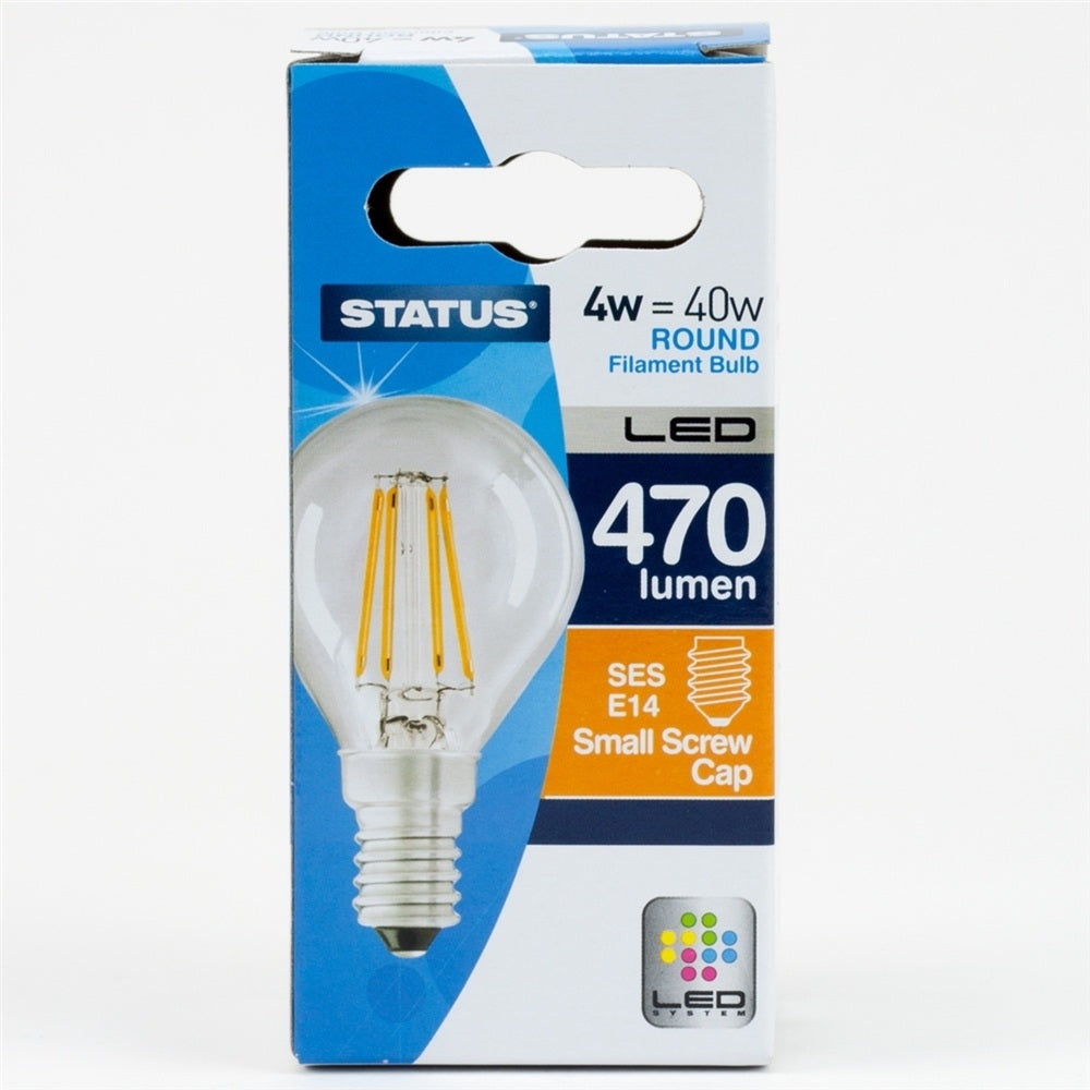 4W Round LED Filament Bulb - Small Edison Screw