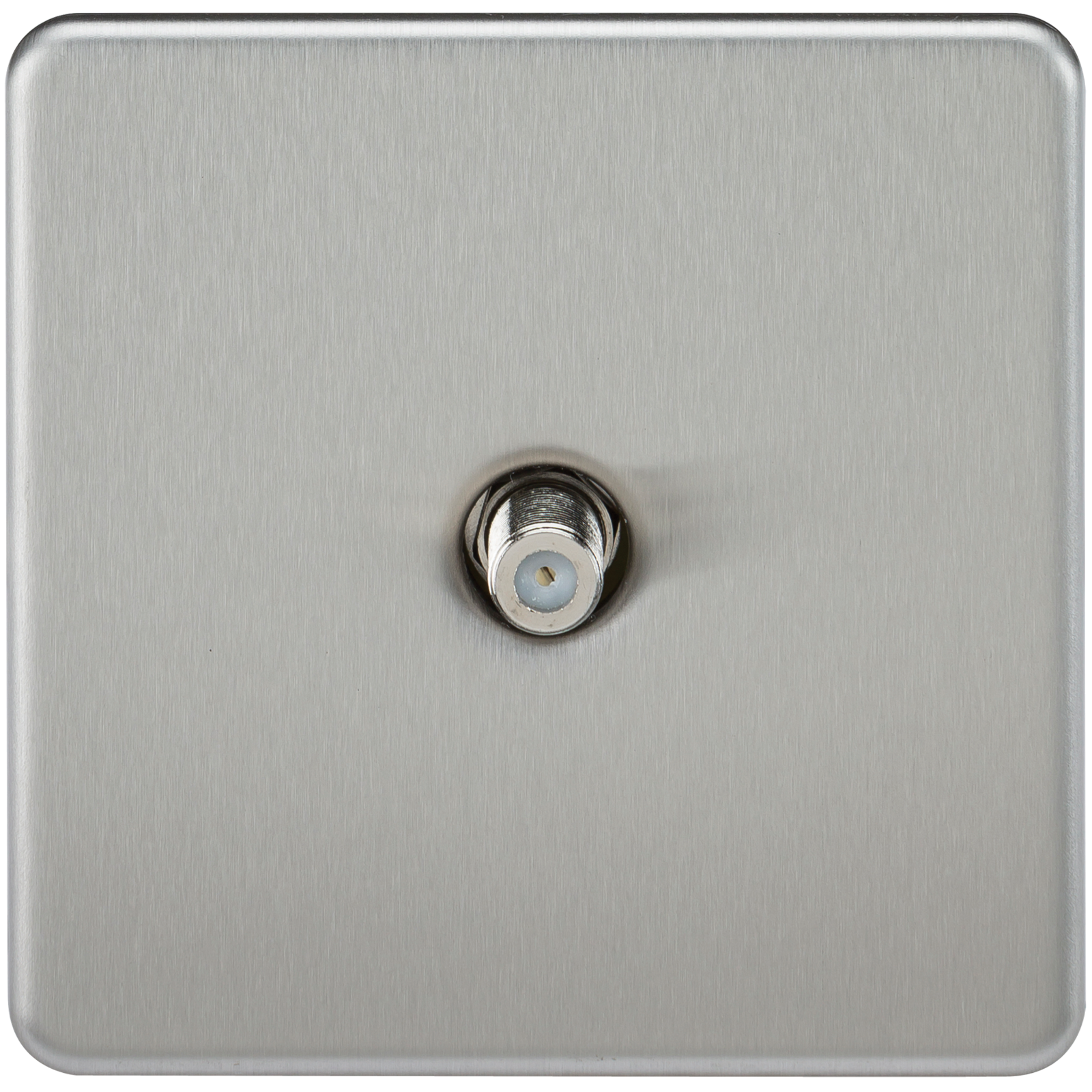 SAT TV Outlet 1G Screwless Brushed Chrome Non-Isolated Wall Plate