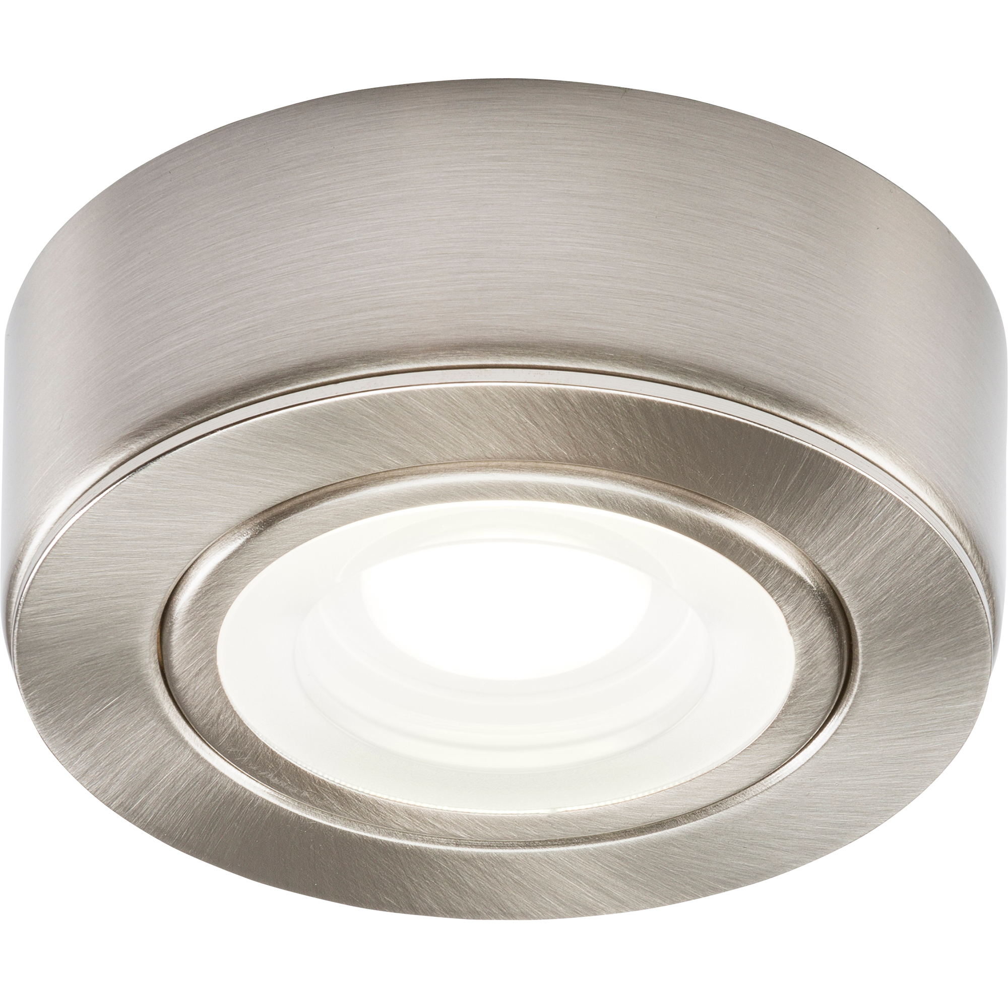Brushed Chrome Round LED Under Cabinet Fitting- Cool White
