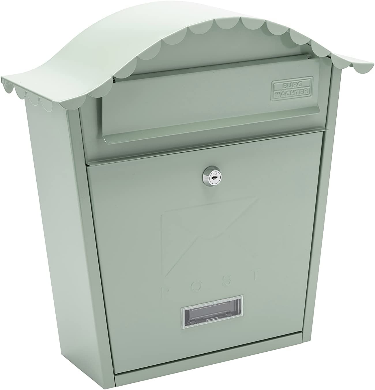 Classic Galvanised Steel Wall Mounted Postbox, Chartwell Green