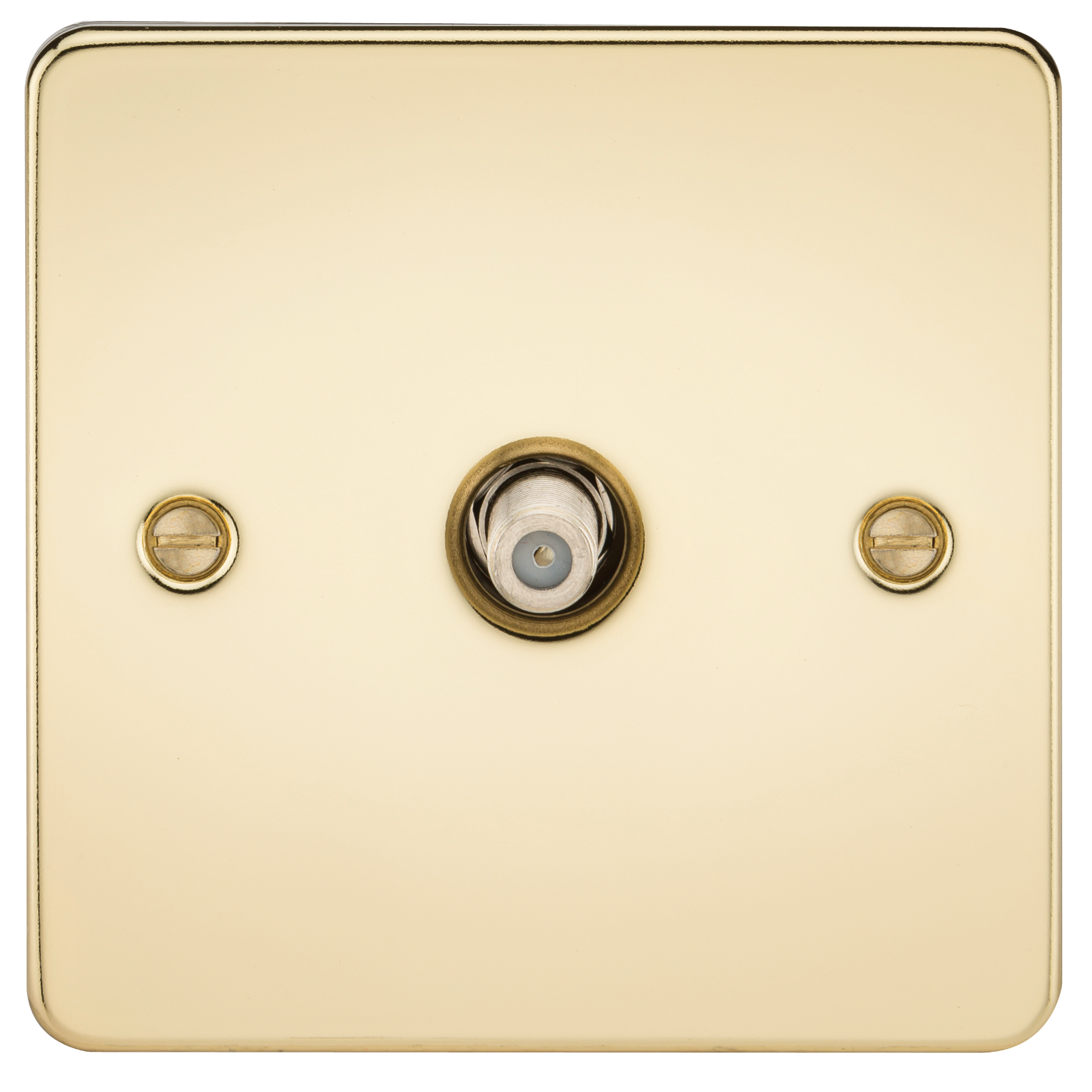 Flat Plate 1G SAT TV Outlet (non-isolated) - Polished Brass