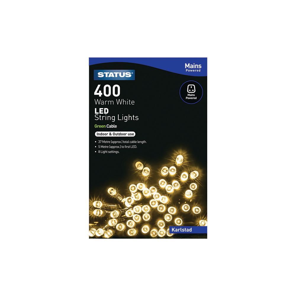 400 LED Indoor/Outdoor Mains String Lights - Warm White