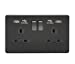 Screwless 10AX 1G 2-Way Switch - Matt Black with black rocker