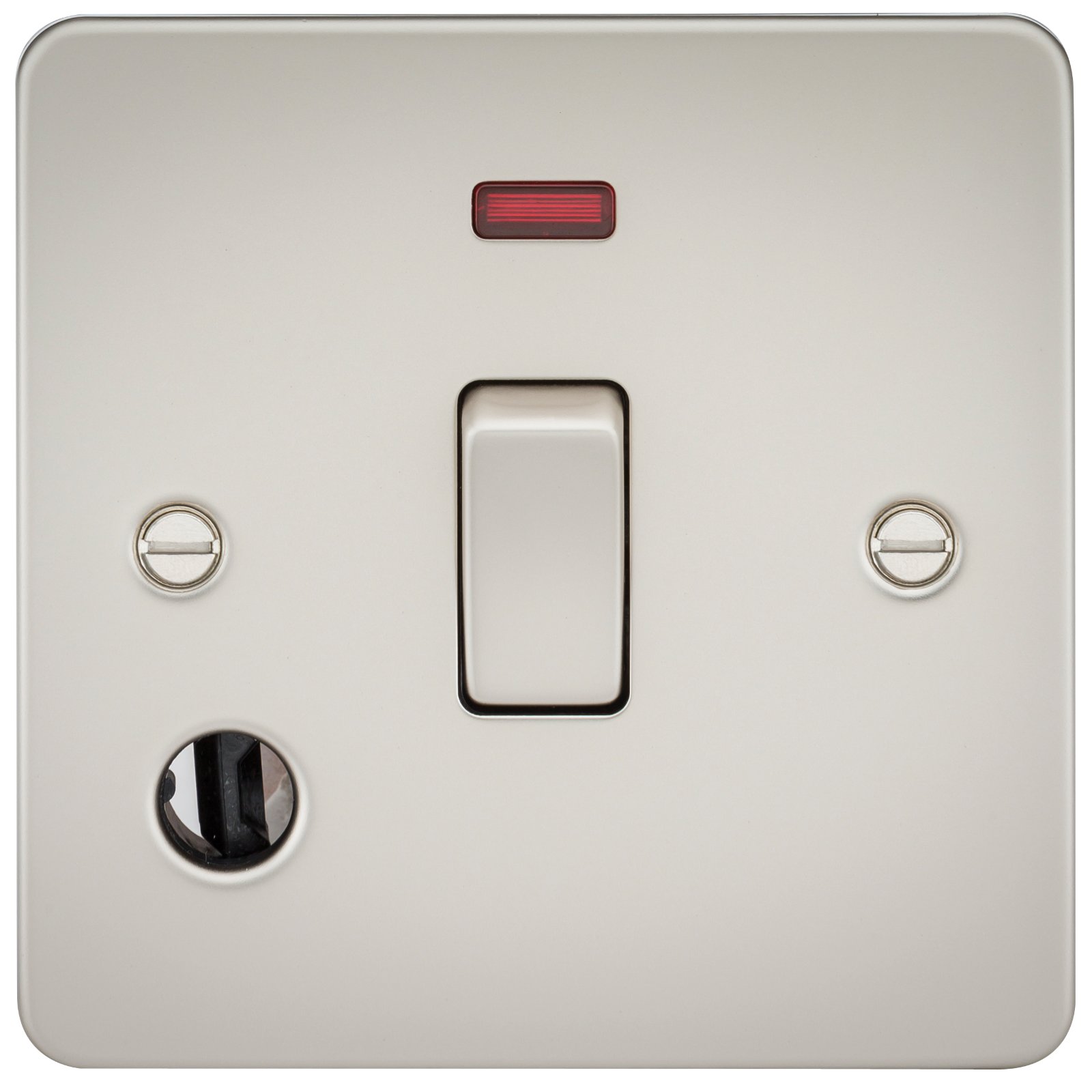Flat Plate 20A 1G DP switch with neon and flex outlet - pearl