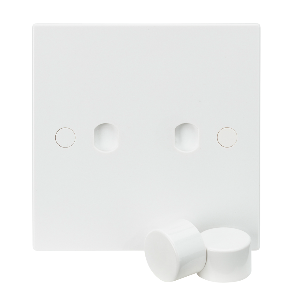 2G White Dimmer Plate Electric Wall Switch with 2 Dimmer Knobs