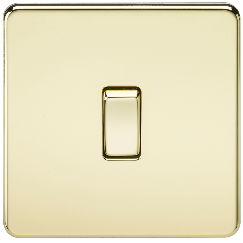 Knightsbridge Screwless 10AX 1G 2-Way Switch - Polished Brass