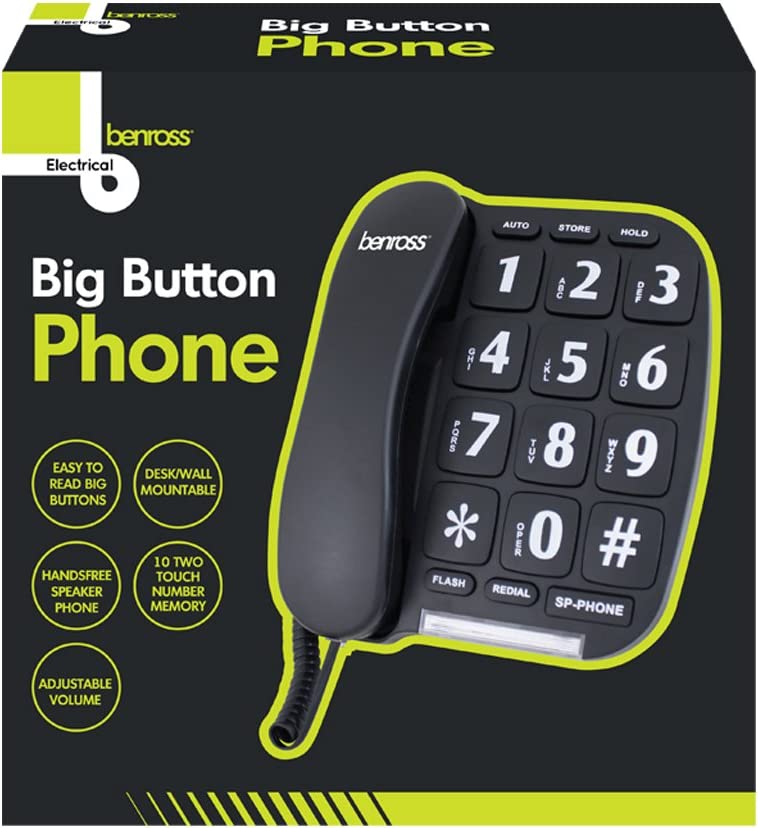 Benross Jumbo Big Button Home Telephone, Black