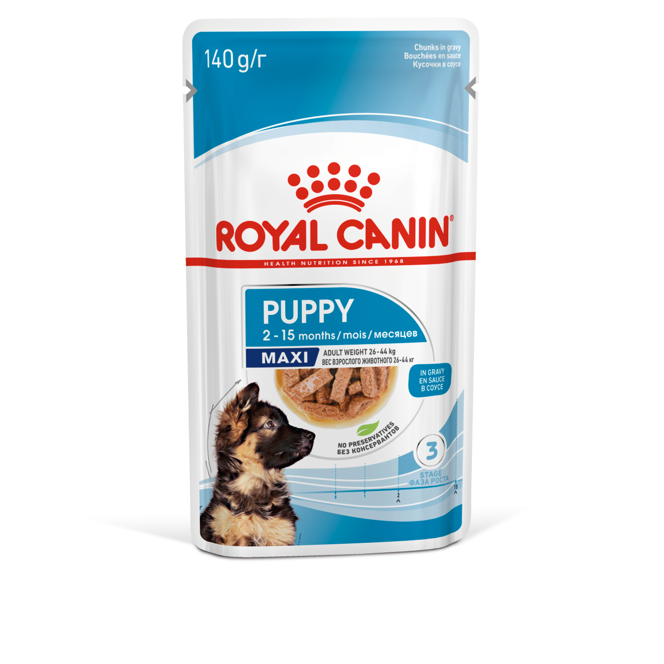 Royal Canin Maxi Puppy in Gravy Wet Food, 140g x 10 Pack