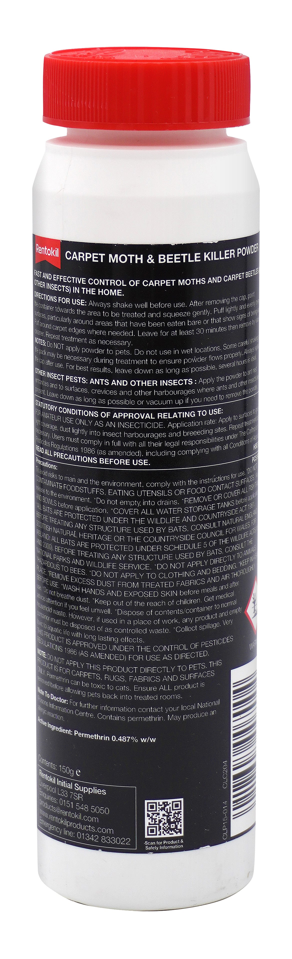 Rentokil Carpet Moth & Beetle Killer Powder 150g