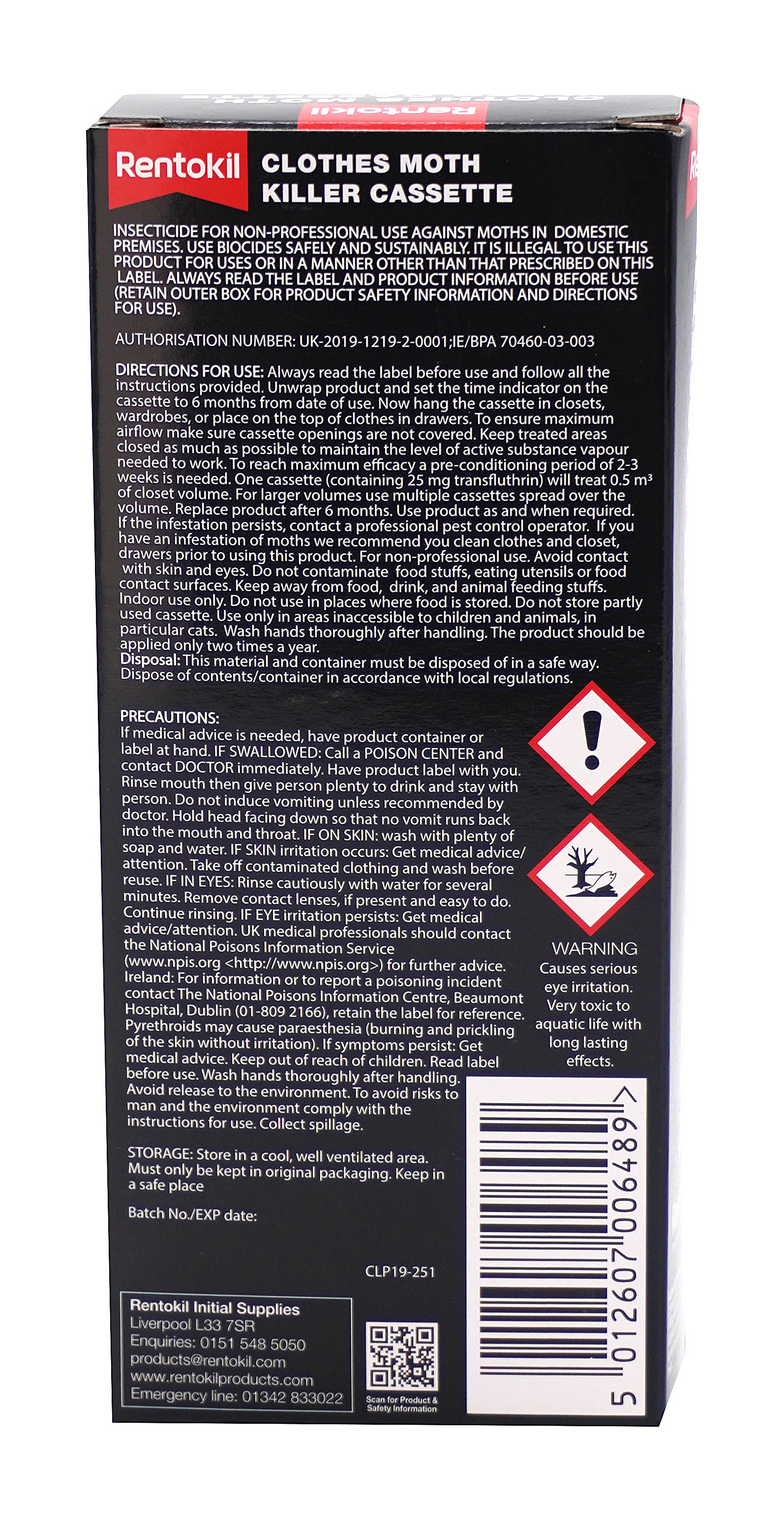 Rentokil Clothes Moth Killer Cassette - 4 Pack