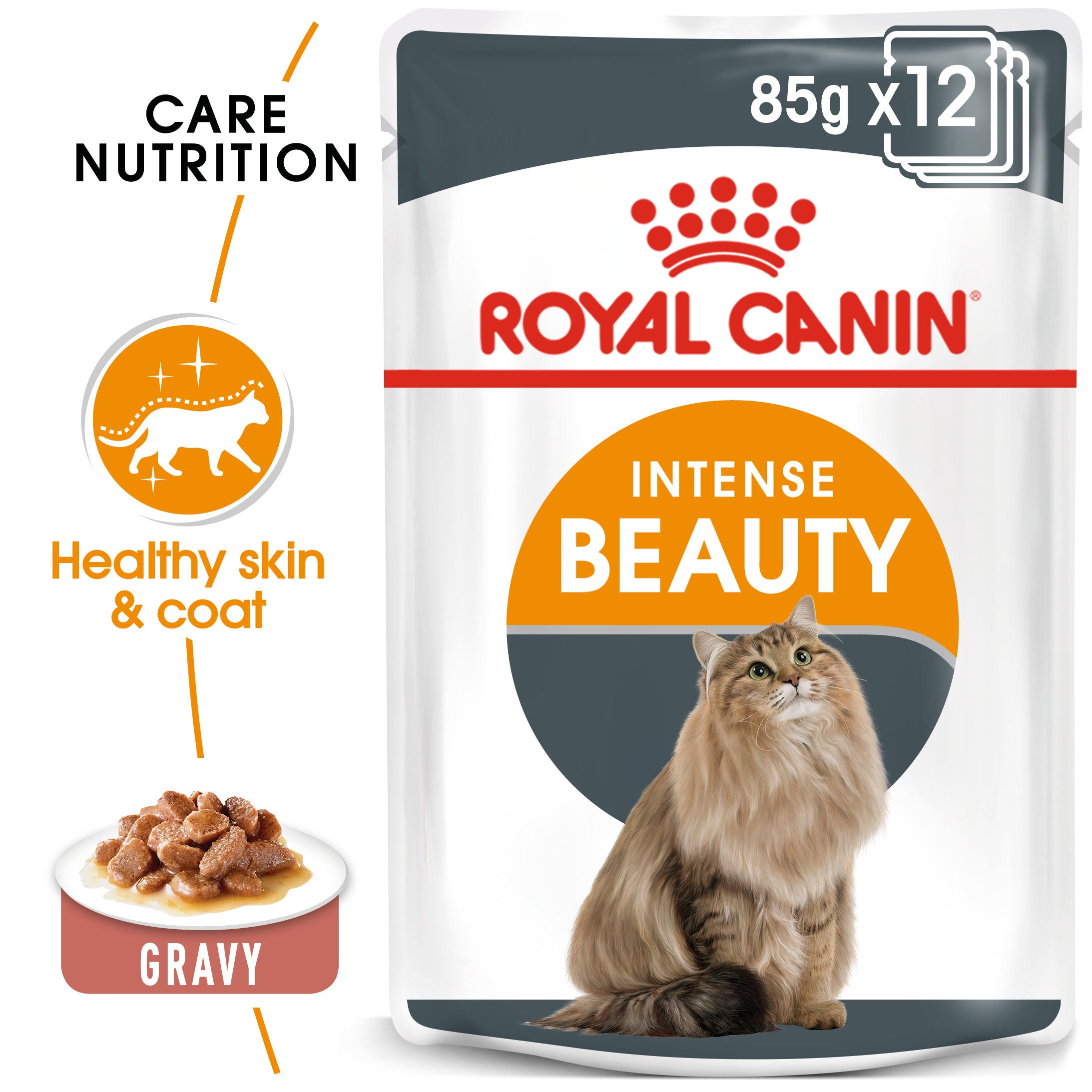 Royal Canin Intense Beauty Care In Gravy Adult Wet Cat Food, 85g x 12 Pack
