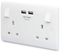 BG 2G + 2 USB (3.1A) Charger 13A Switched Socket - White Round Edge