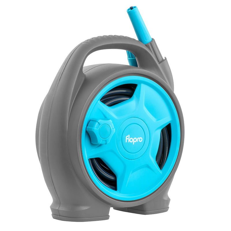 Flopro 10m Compact Hose Reel With Fittings For Garden Patio & Outdoor