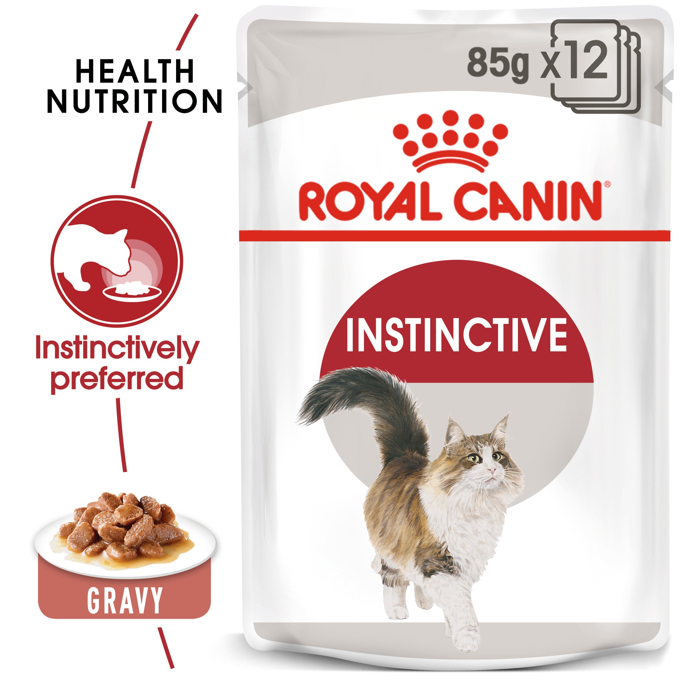 Royal Canin Instinctive In Gravy Adult Wet Cat Food, 85g x 12 Pack