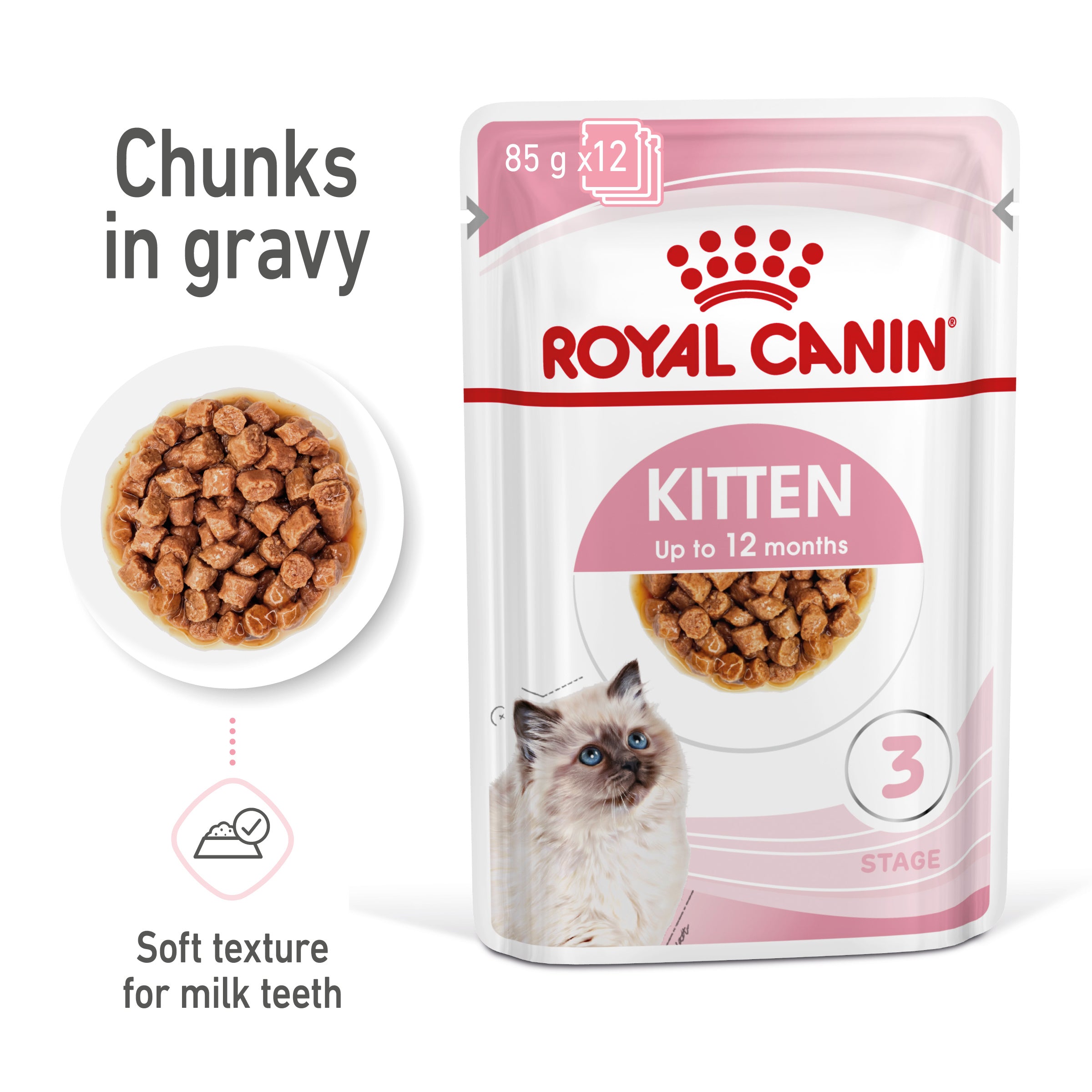 Royal Canin Kitten in Gravy Wet Food, 85g x 12 Pack